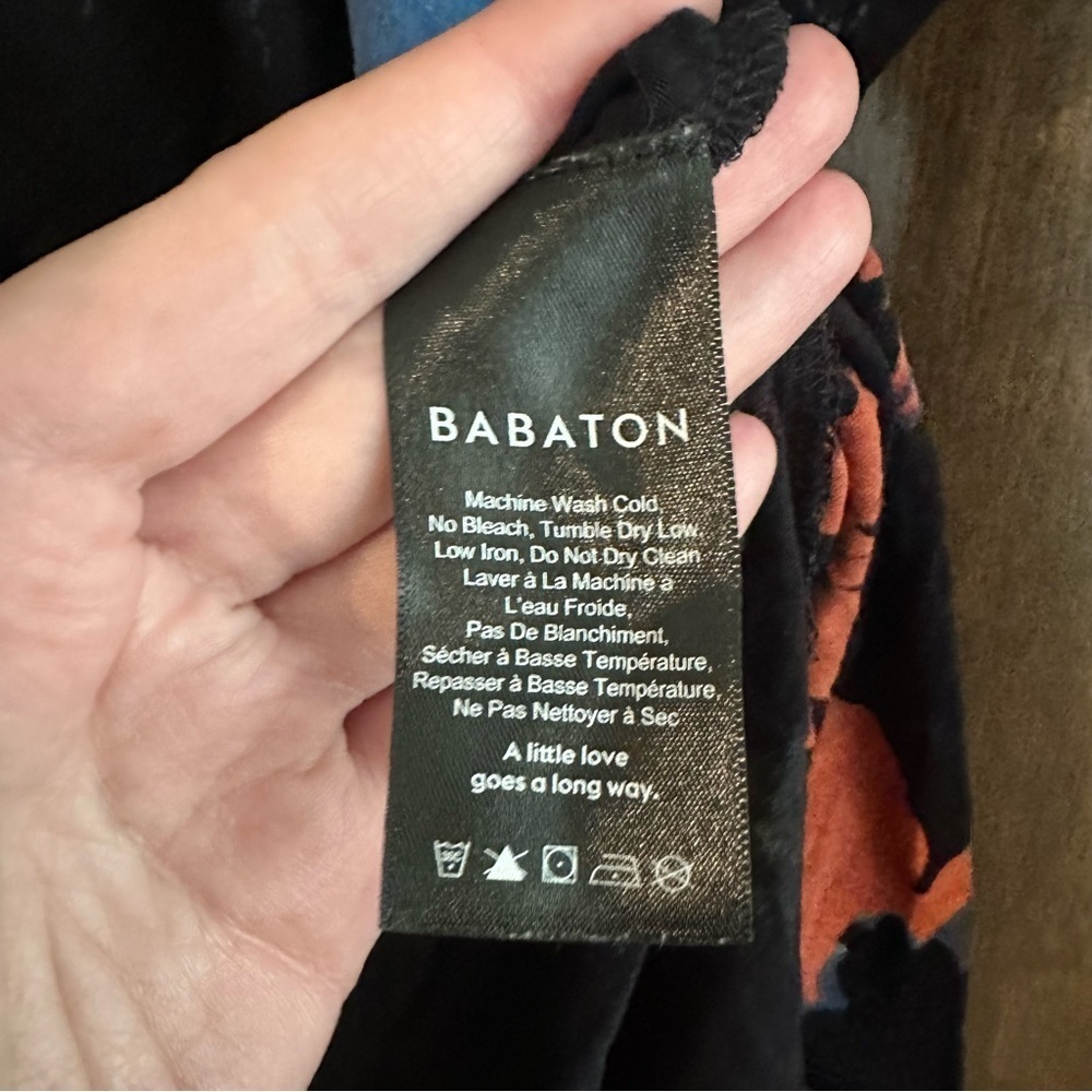 Babaton Black Orange Blue Graphic Norris Short Sleeve Tee Blouse Sz S Cozy - Picture 8 of 9